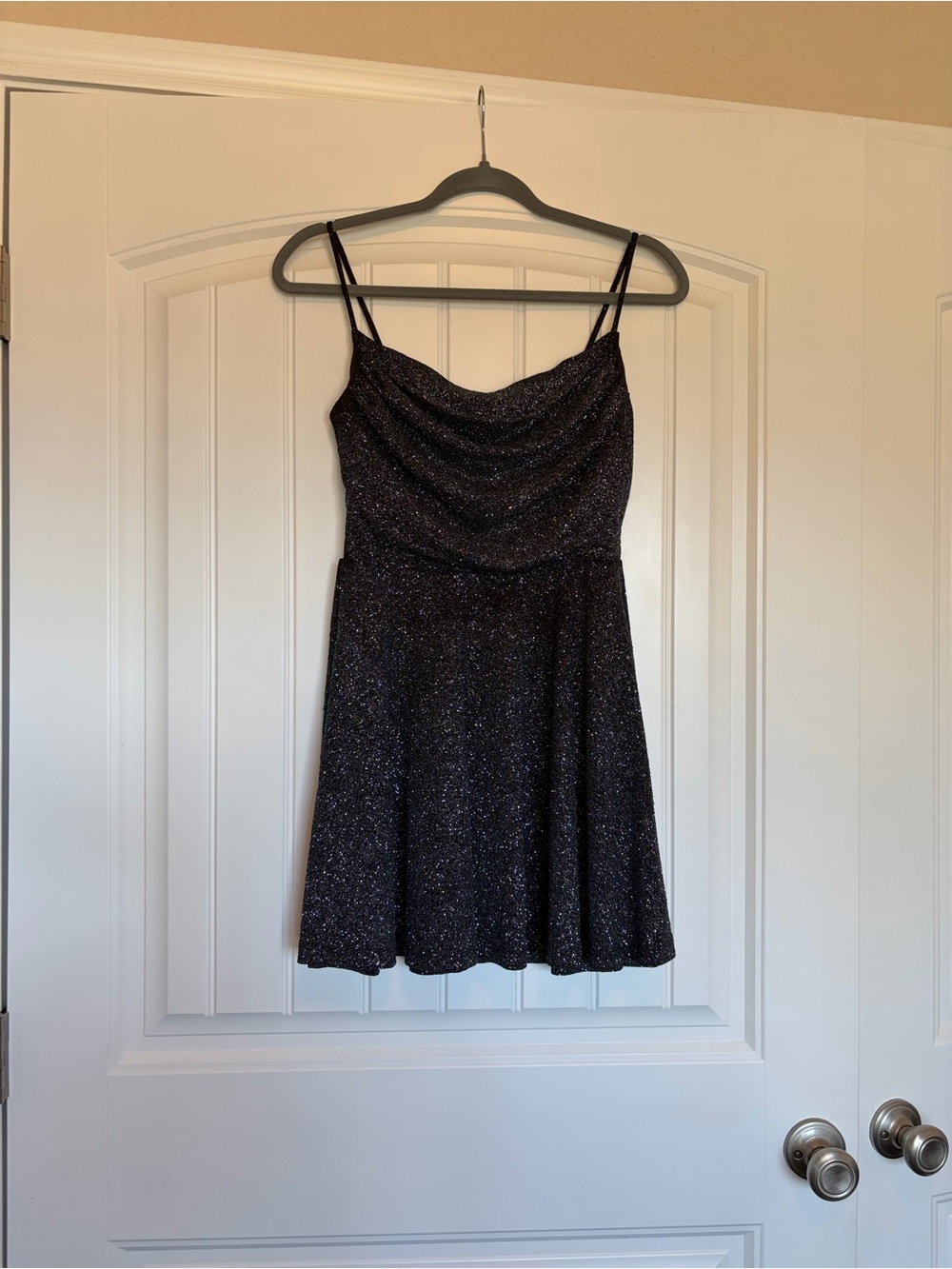 Windsor Black Sparkle Cowl Neck Mini Dress